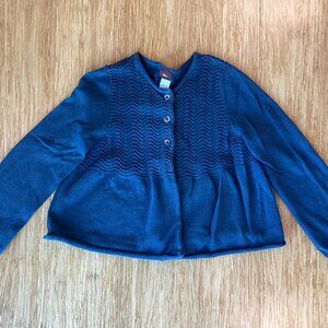 Girls Blue Cardigan, Knit Stitching, Tea Collection, Size Large (6-10)